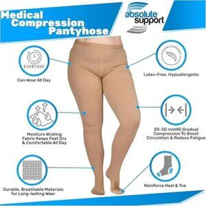 XL Compression Tights Pantyhose Tan Beige